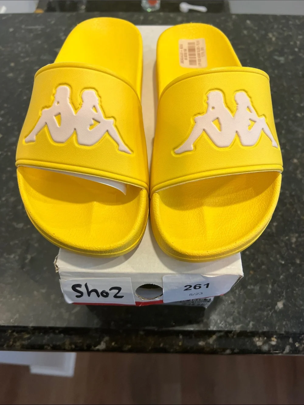 Kappa Kids Bright Yellow Logo Slide Sandals  4Y / 5-5.5W